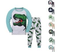 Boys Outfits&Set Little Boys Pajamas Dinosaur Two Piece Train Toddler Sleepwear Set for Fall and Winter (Blue, 8-9 Years)