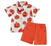 Boys Outfits & Sets Casual Summer Two Piece Set with Pumpkin Moon Bow Tie Elastic Waist Comfortable Playwear for Toddlers Kids 1 9 Years Halloween Costume Kids Newborn Outfit (WH2, 2-3 Years)