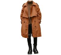 Boys' Oversized Dress Coats Winter Trench Coats, Lightweight Notch Lapel Double-Breasted Long Coat Casual Classic Peacoat School Outwear Overcoats Brown 12 Years