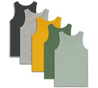 Boys Pack of 5 Vests Soft Cotton Underwear White Blue Mix Age 2-12 (UK, Age, 11 Years, 12 Years, Regular, Khaki Mix)