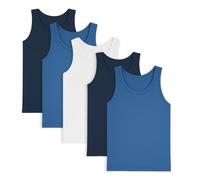 Boys Pack of 5 Vests Soft Cotton Underwear White Blue Mix Age 2-12 (UK, Age, 13 Years, 14 Years, Regular, Blue White Mix)