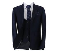 Boys Page Boy Slim Fit Wedding Navy Blue Suit 7 Piece Complete Set Age 13 Years