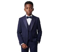Boys' Pageboy Tuxedo Dinner Suit, 5 Piece Complete Wedding Prom Outfit in Navy Blue Size 9 Years