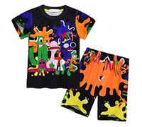 Boys Pajamas Set Rainbows Friends Kids Short Sleeve Two Pieces Pyjamas Size 4-9 Years Sleep-Wear For Boys Black 5-6 Years