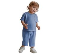 Boys' Pant Sets Summer Pajama Set Soft Short Sleeve Sleepwear Comfortable 2 Piece Outfit for Toddler Kids 12M-7Y (Blue, 6-7 Years)