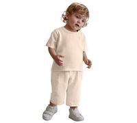 Boys' Pant Sets Summer Pajama Set Soft Short Sleeve Sleepwear Comfortable 2 Piece Outfit for Toddler Kids 12M-7Y (Beige, 8-9 Years)