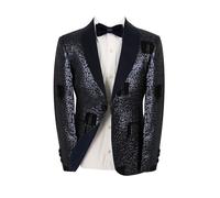 Boys Patterned Jacquard Tuxedo Navy Blue Suit Wedding Special Occasion Performance 2 Piece Set Size 13 Years