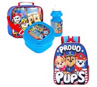 Boys Paw Patrol 4 Piece Set - Kids Lunch Bags for Boys - Includes Paw Patrol Backpack With Side Pocket, Insulated Boys Lunch Bag, Sports Bottle & Sandwich Container - Great Back to School Set, Toddler