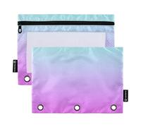 Boys Pencil Pouch for 3 Ring Binder Zipper Binder Pencil Bag Pen Pink Clear Binders Pen Case School Abstract Blurred Gradient Purple Color 9.8" x 7.1", 2 Packs