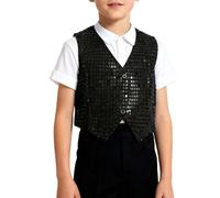Boys Performance Vest Stage Costume with Sparkling Sequins for Dance Shows and Party Events Hip Hop Jazz Dancewear Kids Girls Carnival Jumper Age 6 Sparkly Pink Top 8 Years Gold Shirt