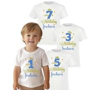 Boys Personalised Birthday T-Shirt, Custom Prince Design for Ages 1-13, Perfect 1st Birthday Gift White T-Shirt Age 5-6