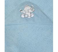 Boys Personalised Crown Elephant Hooded Bath Towel. (Blue)