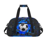 Boys Personalised Gym Bag Gym Bag Training Bag with Name for Exercise Travel Overnight Training, No Name Soccer Blue Black, standard size