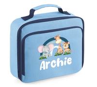 Boys Personalised Lunch Bag Box with Any Name Back to School Custom Lunch Bag (Sky Blue Lunch Bag)