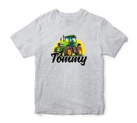 Boys Personalised Tractor T Shirt Kids Custom Farm Tee Farming Top, 5-6 Years, Sport Grey
