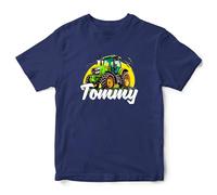 Boys Personalised Tractor T Shirt Kids Custom Farm Tee Farming Top, 7-8 Years, Navy
