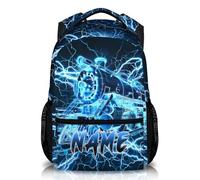 Boys Personalised Train Backpack - Custom Name School Bag for Primary & Middle School - Lightweight Durable Bookbag with Lightning Design - Cool Back to School Gift