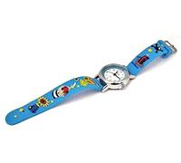 Boys Pirate Watch - Blue 13-17cm 3D Rubber Strap - Easy Read Time Teacher Face