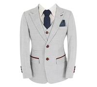 Boys Plaid Check Suit in Stone Beige Pageboy Wedding Retro 3 Piece Outfit Set Age 11 Years