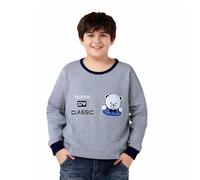 Boys Plus Size Long Sleeve T-Shirt, Kids Casual Oversized Teddy Bear Round Neck Loose Tops Basic Tee Shirts Soft Stretchy Layering Lounge Homewear Black 15-16 Years