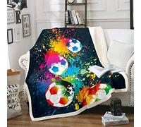 Boys Plush Blanket For Kids Sports Themed Balls Fleece Throw Blanket Football Teens Soccer Ball Games for Sofa Bed, Ultra Soft Room Decor Single 50x60 Inch