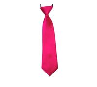 Boys Pre-Tied Ties. Satin Plain Coloured Childrens Tie. Elasticated. 22 Colours Available. Handmade. Wedding, School, Fashion (Hot Pink, Boys Tie)