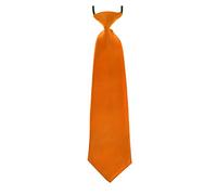 Boys Pre-Tied Ties. Satin Plain Coloured Childrens Tie. Elasticated. 22 Colours Available. Handmade. Wedding, School, Fashion (Orange, Boys Tie)