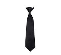 Boys Pre-Tied Ties. Satin Plain Coloured Childrens Tie. Elasticated. Handmade. Wedding, School, Fashion (Black, Boys Tie)