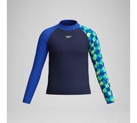 Boys Printed Long Sleeve Rashguard Navy/Green - S Peacoat/Pale Clover S