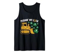 Boys Pushing My Luck St Patrick 67 Lucky Numbers Bulldozer Tank Top