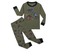 Boys Pyjamas Dinosaur Print Kids Pjs Toddler Clothes Set Cotton Sleepwear 2 Piece Long Sleeve Nightwear Outfit Kids Full Length Bottoms with Long Sleeve T-Shirt Pjs Set
