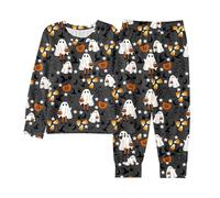 Boys Pyjamas Glow Dark Festival for Girls Halloween Cotton Long Sleeve Nightwear Lapel Button Shirt Sleepwear Outfits Unisex Pumpkin Lantern Cute