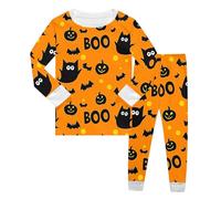 Boys Pyjamas Glow Dark Festival Halloween Cotton Toddler Clothes in The Pjs Set Sleepwear Nightwear Lapel Button Shirt Outfits Girls Pajamas Unicorn Sets Outfit Orange