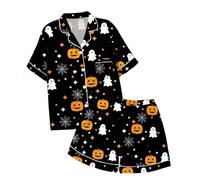 Boys Pyjamas Glow Dark festival Halloween Cotton Toddler Clothes Pjs Skeleton Pumpkin Sleepwear Fun Outfits Pants Sets Nightwear print pajama set Black
