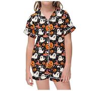 Boys Pyjamas Glow Dark festival Pajama Sets for Kid Halloween Cotton Long Sleeve Nightwear Pumpkin Ghost Print Sleepwear Girls Pajamas Unicorn cute Brown