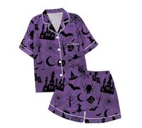 Boys Pyjamas Glow Dark festival Pajama Sets for Kid Halloween Pjs Snowman Pumpkin Spider Nightwear Tops and Pants Ghost Print Sleepwear Unisex Lantern cute Girls Purple