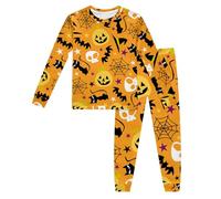Boys Pyjamas Glow Dark Festival Unisex Kids Halloween Cotton Long Sleeve Nightwear Sleepwear Children PJs Set 2 Piece Sets Family Matching Pajamas Yellow