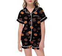 Boys Pyjamas Halloween Costumes for Kids Nightwear Glow In The Dark Cotton Pjs Long Sleeve Lapel Button Shirt Sleepwear Outfits Girls Pajamas Unicorn Family Matching Black
