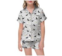 Boys Pyjamas Halloween Costumes for Kids Nightwear Glow in The Dark Cotton Pjs Tops and Pants Sets Set Skeleton Girls Pajamas Unicorn Outfit Sleepwear Beige