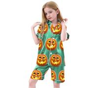 Boys Pyjamas Halloween Cotton Toddler Clothes Glow In The Dark Pjs Long Sleeve Pumpkin Ghost Print Sleepwear Unisex Lantern Family Matching Pajamas Green