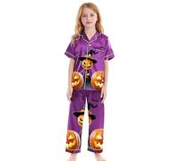 Boys Pyjamas Halloween Cotton Toddler Clothes Glow In The Dark Pjs Nightwear Tops and Pants Sets Set Skeleton Girls Pajamas Unicorn print pajama Purple