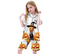 Boys Pyjamas Halloween Cotton Toddler Clothes Glow In The Dark Pjs Nightwear Tops and Pants Sets Set Skeleton Girls Pajamas Unicorn print pajama White
