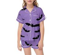 Boys Pyjamas Halloween for Girls Cotton Long Sleeve Nightwear Lapel Button Shirt Sleepwear Outfits Pants Sets cute