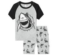 Boys Pyjamas Sets Breathable Sleepwear Long Sleeve Nightwear Children Pajama Set Personalized Pyjama Teen Summer for Age 4-16 Years Dark Gray