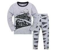 Boy's Pyjamas Sets Dinosaur Truck Astronaut Train Car Printed Cartoon Pyjama 2 Piece Crewneck Long Sleeve Top and Pjs Bottom Soft Pyjamas Set for Kids Baggy Boys Pjs Outfits Sleepwear