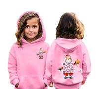 Boys QR Code Christmas Hoodie Teenage Kids Girls Age 3-10 Years Fashion Graphic Hooded Sweatshirt Xmas Christmas Jumper Long Sleeve Plain Pullover Casual Loose Fit Sports Wear (6-7 Years) Pink