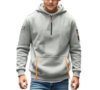Boys Quarter-Zip Oversized-Fit Hoodie Sweatshirt Pullover Cargo Hoodies for Teen Boys Tactical Sweatshirt Pullover Vintage Workout Running Active Hoodies with Pockets Toddler (Grey, 12-13 Years)