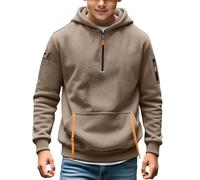 Boys Quarter-Zip Oversized-Fit Hoodie Sweatshirt Pullover Cargo Hoodies for Teen Boys Tactical Sweatshirt Pullover Vintage Workout Running Active Hoodies with Pockets Toddler (Coffee, 8-9 Years)