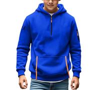 Boys Quarter-Zip Oversized-Fit Hoodie Sweatshirt Pullover Cargo Hoodies for Teen Boys Tactical Sweatshirt Pullover Vintage Workout Running Active Hoodies with Pockets Toddler (Blue, 10-11 Years)