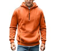 Boys Quarter-Zip Oversized-Fit Hoodie Sweatshirt Pullover Cargo Hoodies for Teen Boys Tactical Sweatshirt Pullover Vintage Workout Running Active Hoodies with Pockets Toddler (Orange, 12-13 Years)